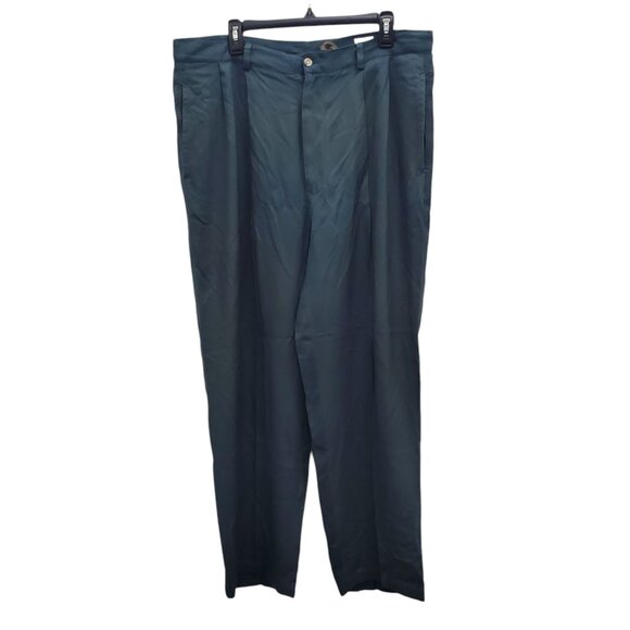Tommy Bahama Relax Vintage Men's‎ Dark Green 100% Silk Pleated Front Pants Sz 38 - Picture 1 of 12